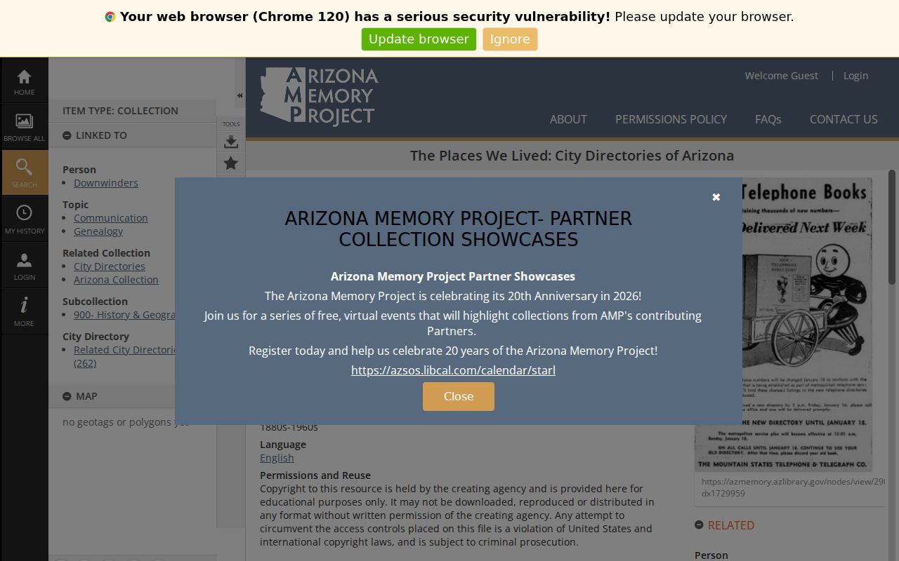 Kingman city directory collection in the Arizona Memory Project