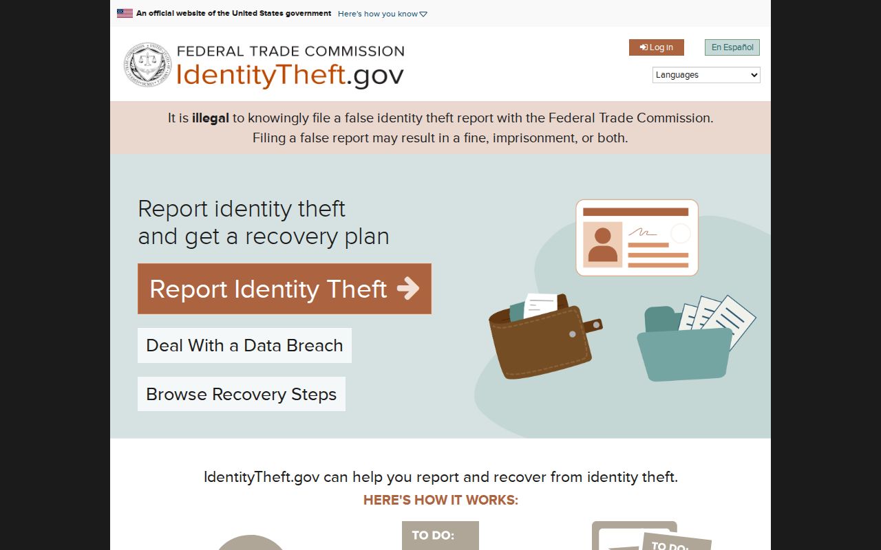 Kingman neighbors federal identity theft recovery portal
