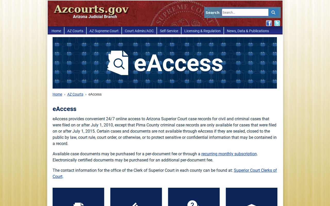 Arizona eAccess documents for a Kingman resident lookup