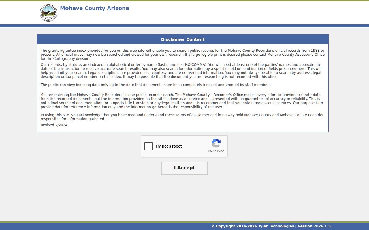 Kingman street directory Mohave Recorder deed index entry