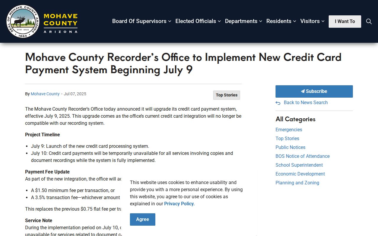 Kingman street directory Mohave Recorder card payment update