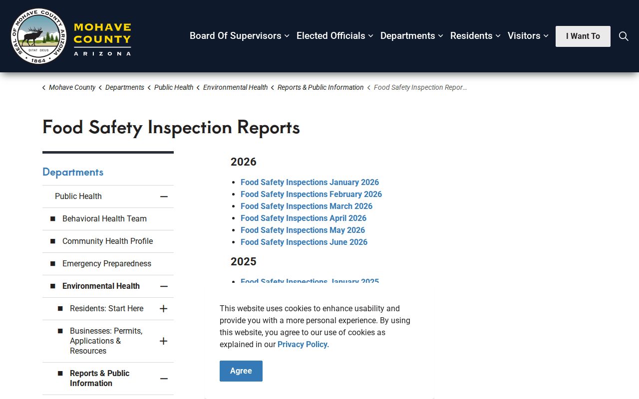 Kingman ZIP code directory food inspection report archive
